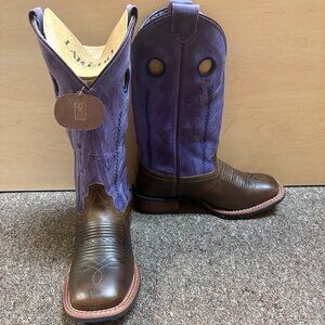 Laredo Womens Bonnie Square Toe Cowboy Boot - Tobacco/Purple